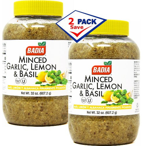 Badia Minced Garlic In Olive Oil – 32 Oz Plastic Bottle (Pack Of 2), Gluten Free, Kosher