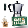Cuban Coffee Experience Bundle — 6-Cup Stovetop Cafetera + Café La Llave + Frother + Cups