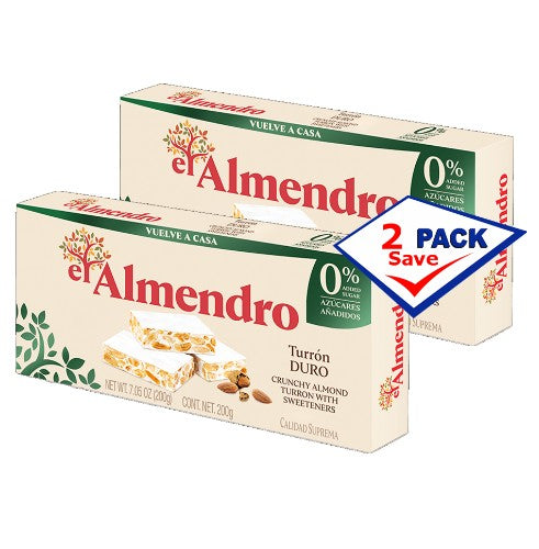 El Almendro Turron Alicante (Duro) Sin Azucar 7.05 oz Pack of 2