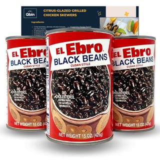 El Ebro Cuban-style black beans, three 15oz cans, ready for frijoles negros over rice