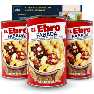 El Ebro Fabada Asturiana white bean stew, three 15oz cans, hearty Spanish-style potaje