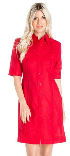 Guayabera Dress for Ladies, 100% Linen | Buy Online CubanFoodMarket Guayabera Dress for Ladies, 100% Linen | Buy Online CubanFoodMarket