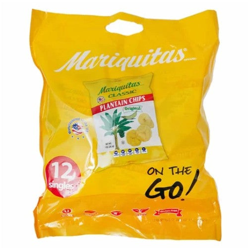Plantain Chips Regular Flavor.  Individual Size. 1 oz each.  Pack of 12