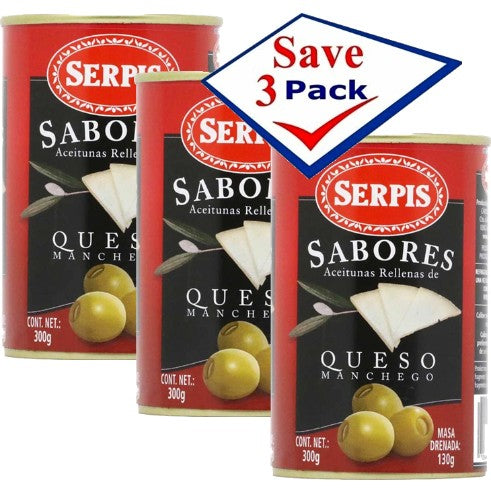 Serpis Olives Stuffed with Manchego Cheese 10.58oz Pack of 3