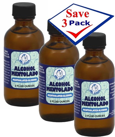 Mentholated Alcohol, Alcohol Mentolado 2 oz Pack of 3