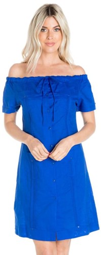 Guayabera Off Shoulder Dress With Drawstring For Ladies Cubanfoodmarket Com