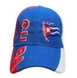 Embroidered Head Cap Cuban Flag in Blue