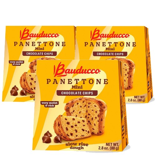 Mini Panettone Chocolate Chips by Bauducco 2.8 oz Pack of 3