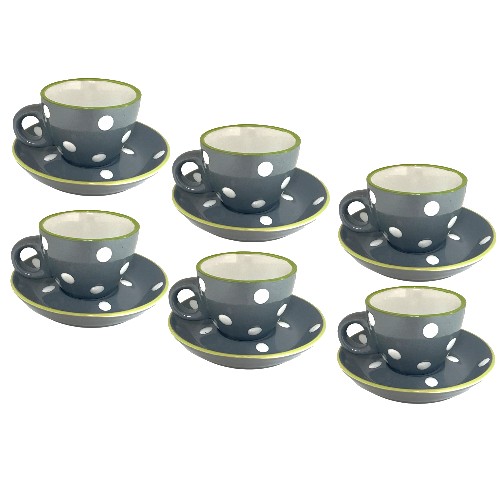 Demitasse in Gray  6-cup Set with Matching Plates