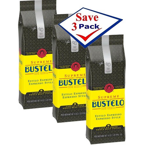 Bustelo Supreme Premium Whole Bean Coffee 16 Oz Pack Of 3 Cubanfoodmarket Com