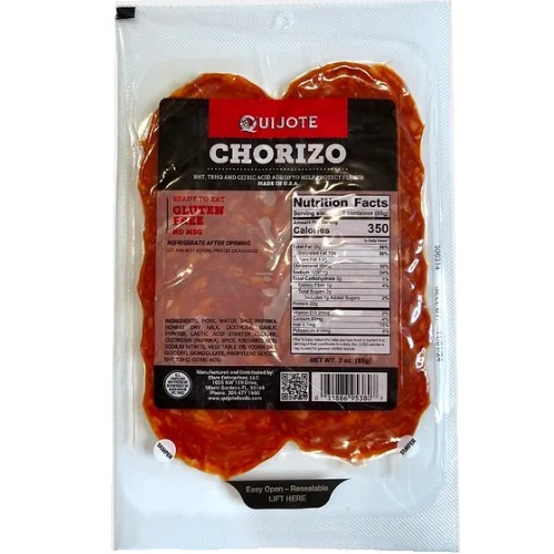 Quijote Sliced Chorizo 3 oz Ready to Eat