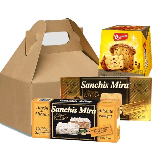 Turron Jijona , Alicante and Mini Panettone Gift Box