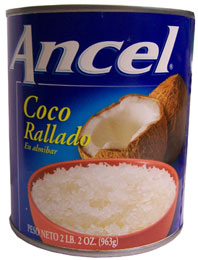 Ancel grated coconut in syrup.  34 oz