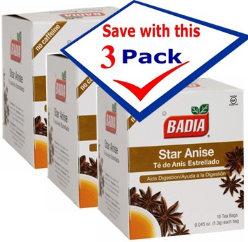 Badia Star Anise Tea Bags 10 bags Pack of 3