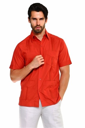 Cuban Style Guayabera Shirt For Men Traditional Cut Short Sleeve Linen Fabric Cubanfoodmarket Com